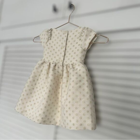 Janie and Jack Holiday Collection Cream Gold Shimmer Dot Dress Size 12-18 Months - Picture 5 of 16